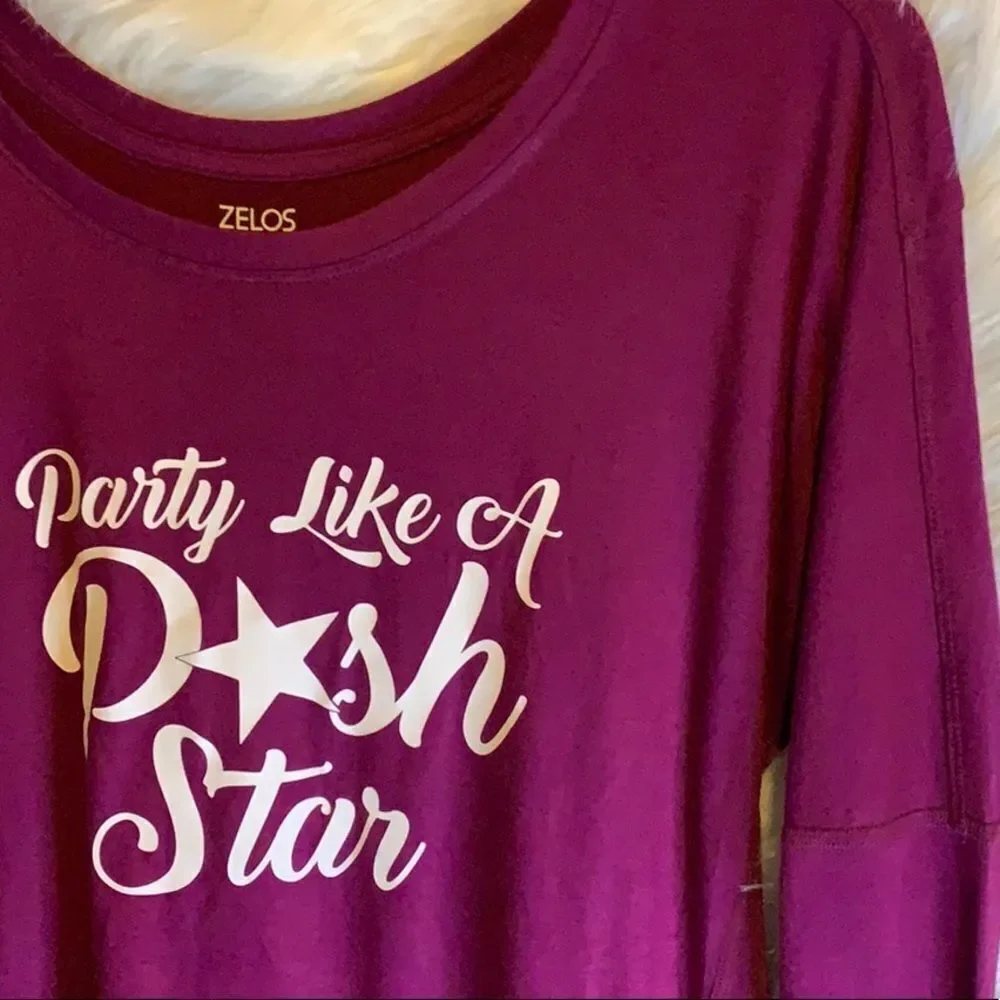 POSH Party Top Long Sleeve Loose Henley Loose Fit - Picture 1 of 5